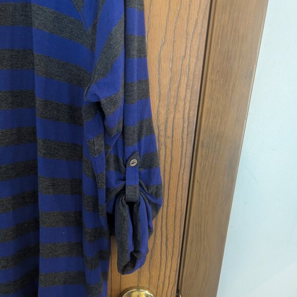 Calvin Klein Performance Quick Dry Striped Blue Gray 3/4 Sleeve Top-Women's 1X - Picture 3 of 5